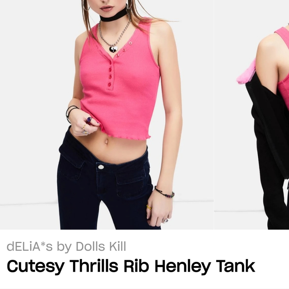 dELiA*s by Dolls KillCutesy Thrills Rib Henley Tank